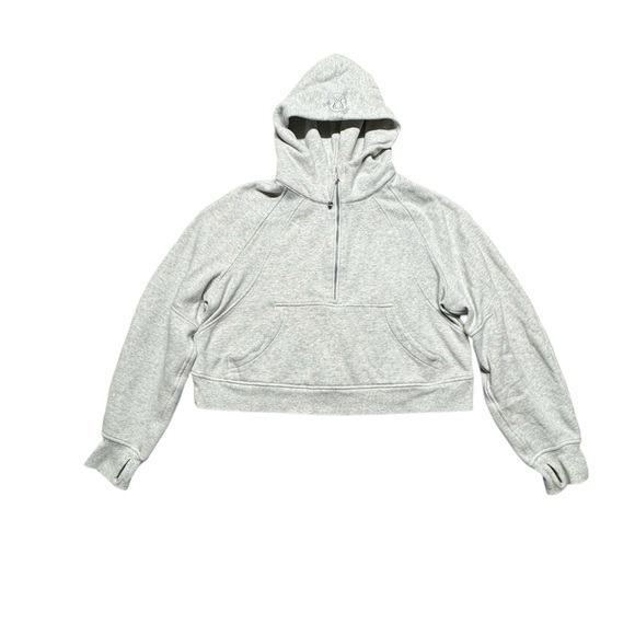 Lululemon Scuba Oversized Half-zip Hoodie Cropped Size M/L Core Ultra Light Gray - Picture 1 of 9